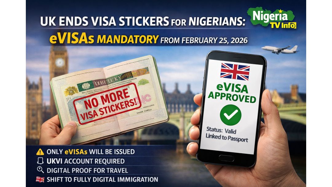Featured image: UK to End Physical Visa Stickers for Nigerians, Introduces eVisas from Feb 25, 2026